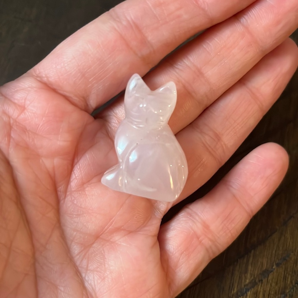 Rose quartz cat charm
